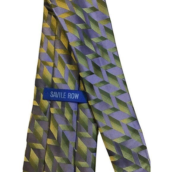 5/$10 Savile Row Geometric Silk Men's Tie 58" Blue Gray NWOT - Picture 4 of 4